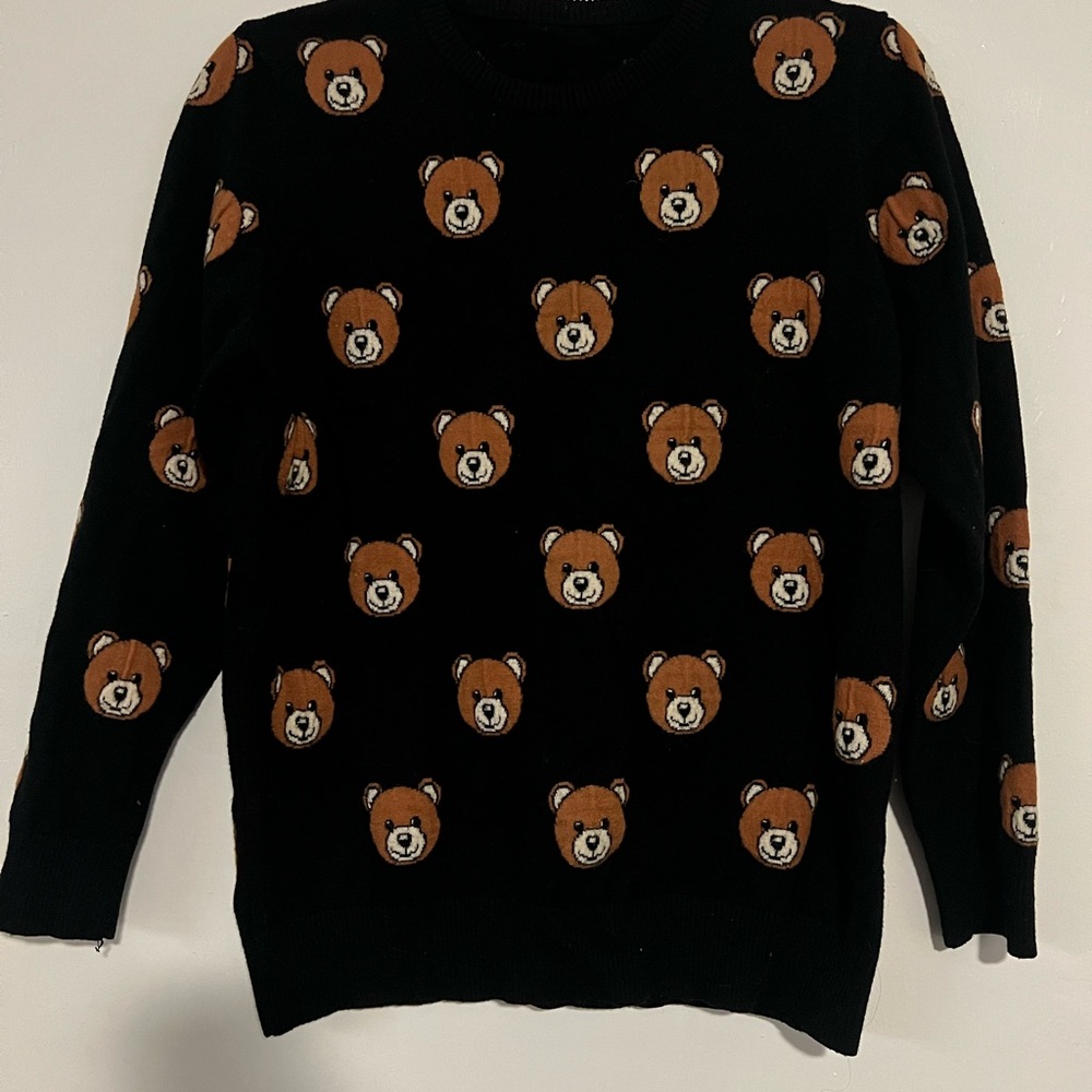 Moschino Black Crewneck Sweater with All-Over Teddy Bear Motif (unsure of auth) - Picture 4 of 4
